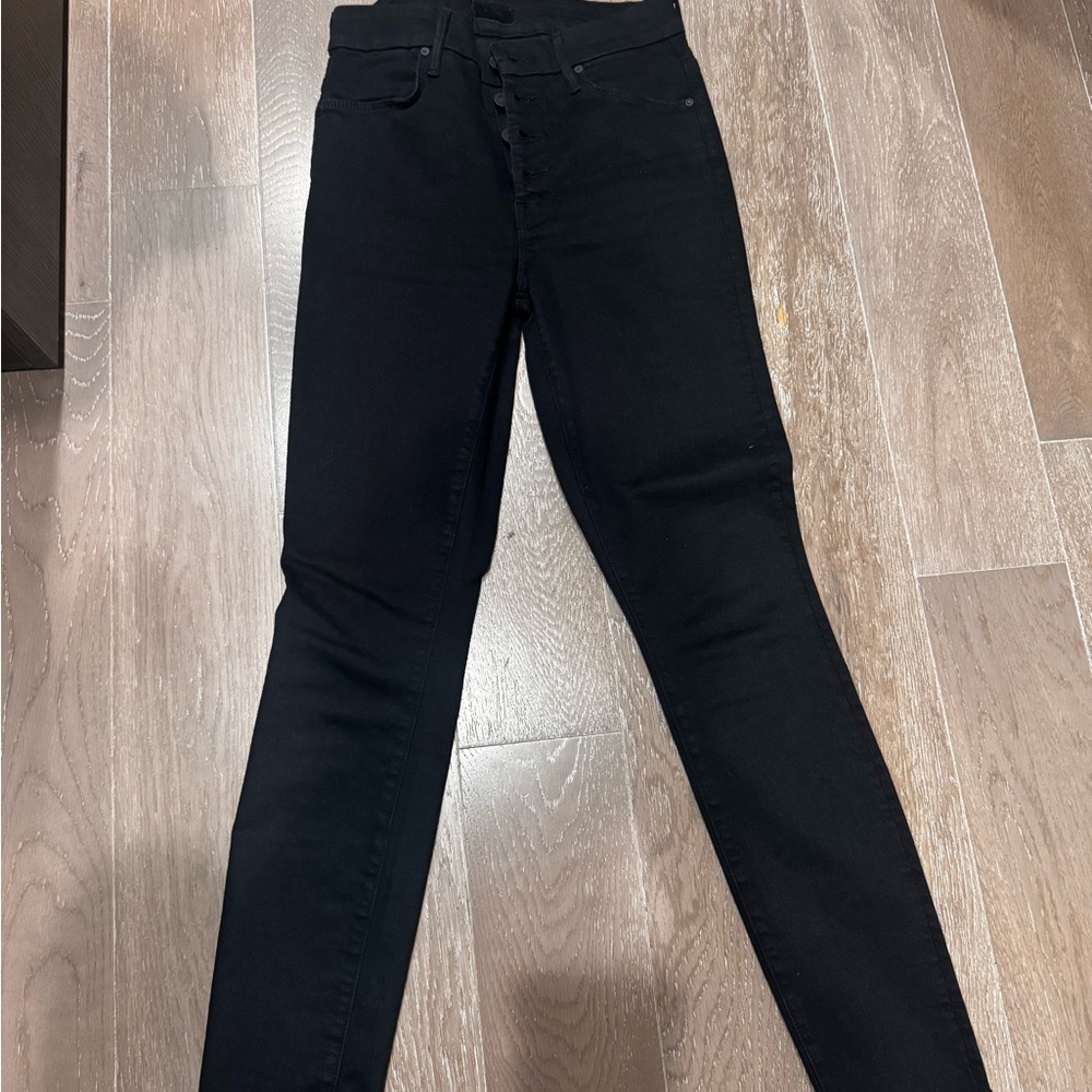 Mother Pixie Ankle Fray Size 26 Black Jeans